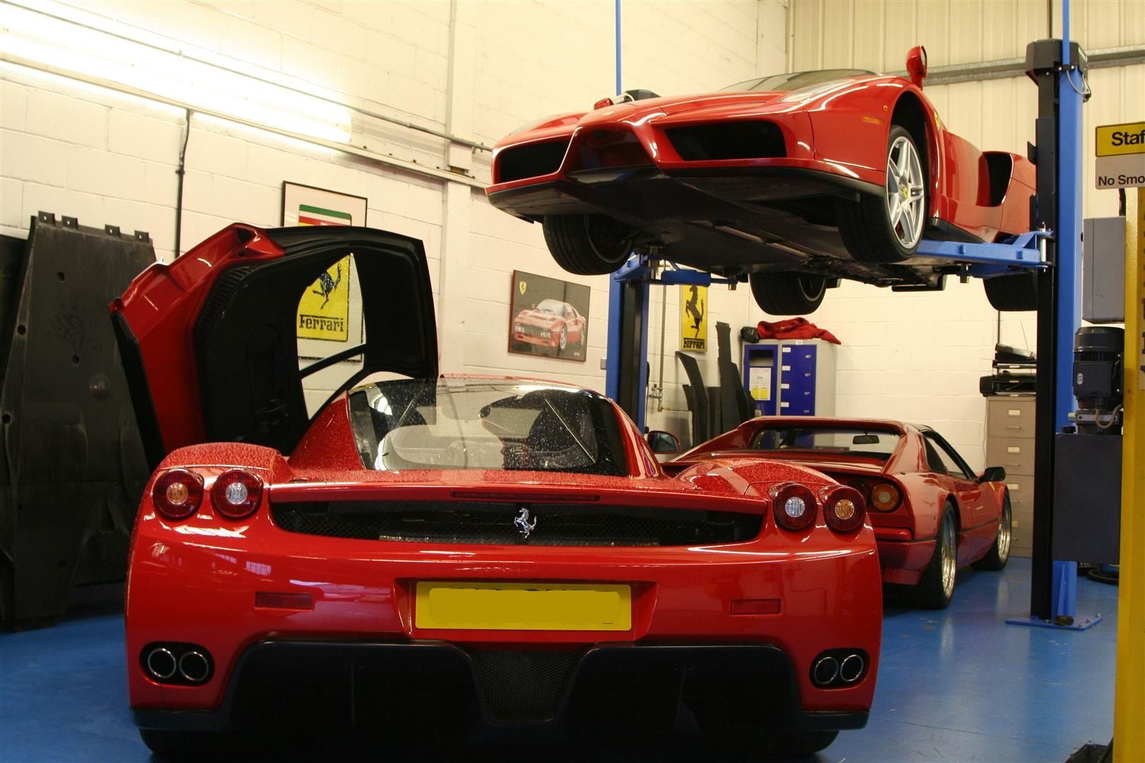 Two Ferrari Enzos in our workshop
